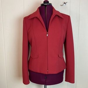 Talbots Red Zip-Front Blazer Jacket